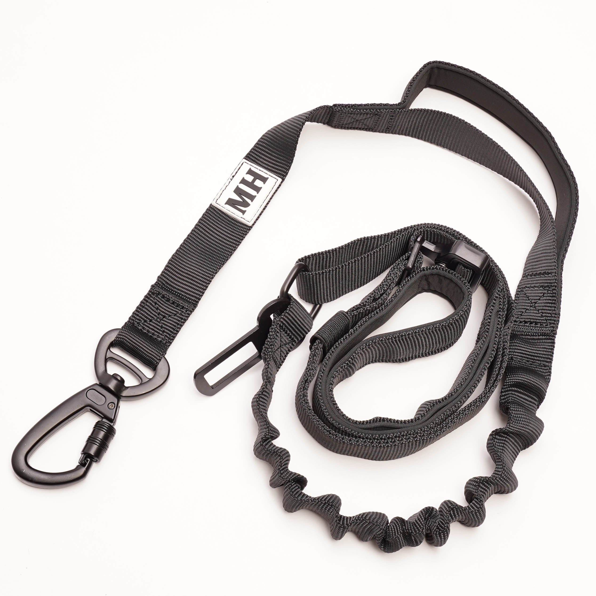 Mountain Hound Adventure Bungee Dog Leash in Stealth Black — hands-free shock-absorbing hiking leash